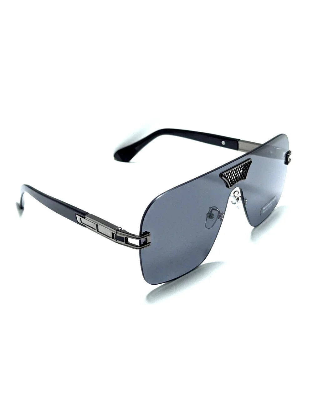 Outdoor Sport Gray UV Lens Black Rimless Shield Visor Men's Fashion Sunglasses